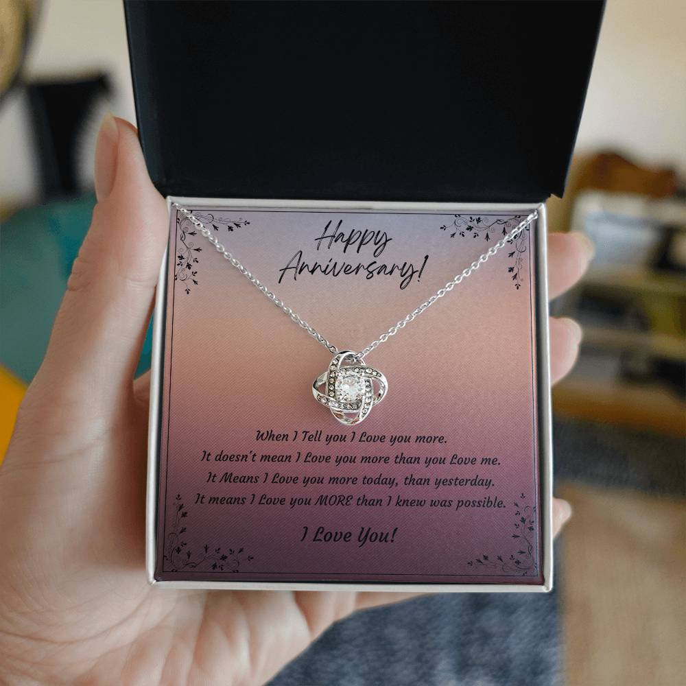 Anniversary Gift for Wife, Girlfriend, 14k White Gold or 18k Yellow Gold Plated Love Knot Necklace