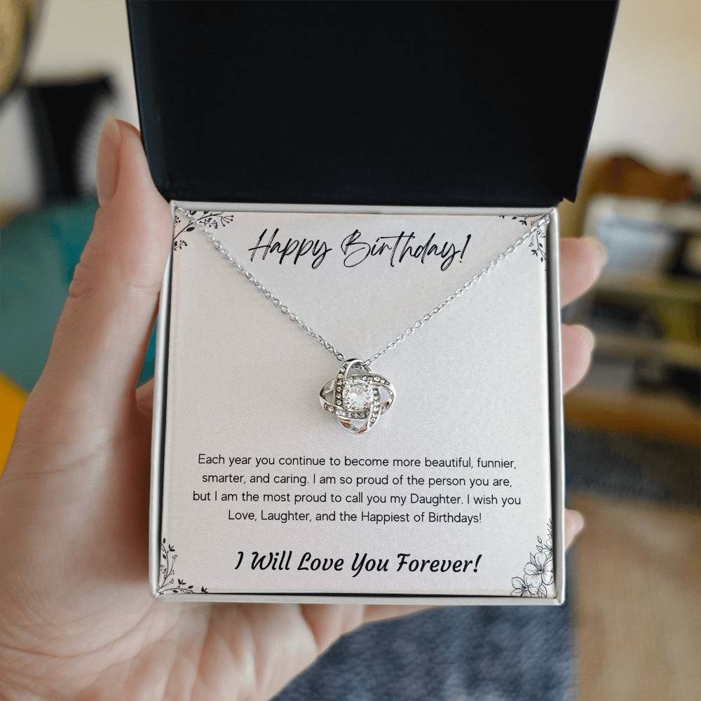 Birthday Gift for Daughter 14k White or 18k Yellow Gold Love Knot Necklace