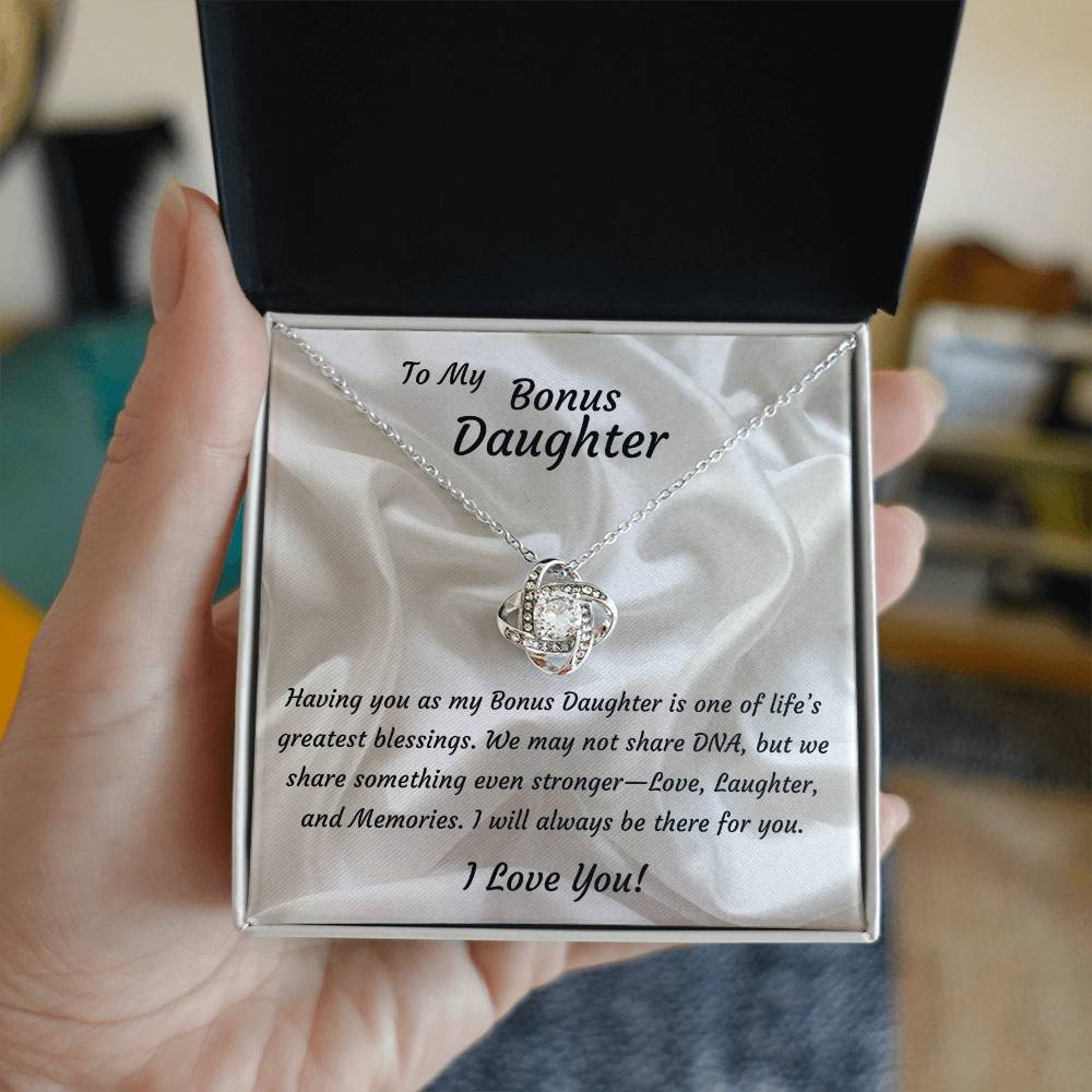 Bonus Daughter 14k White Gold plated Love Knot