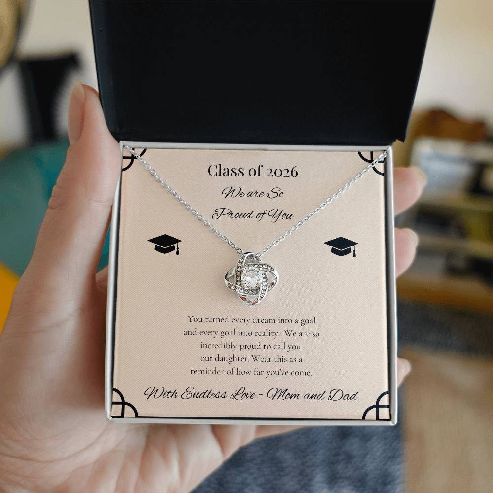 Graduation Love Knot Necklace for Daughter | from Mom and Dad