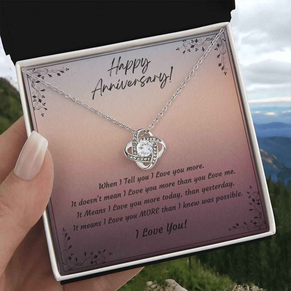 Anniversary Gift for Wife, Girlfriend, 14k White Gold or 18k Yellow Gold Plated Love Knot Necklace