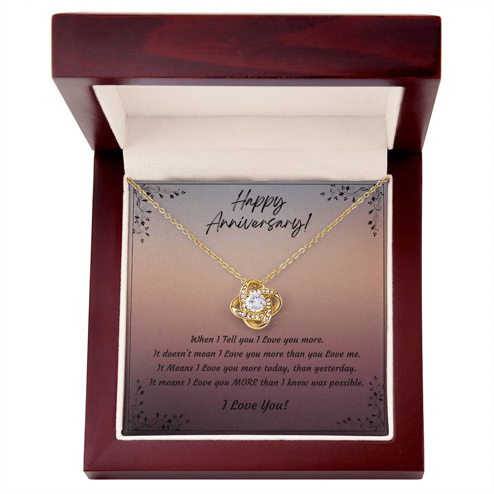 Anniversary Gift for Wife, Girlfriend, 14k White Gold or 18k Yellow Gold Plated Love Knot Necklace