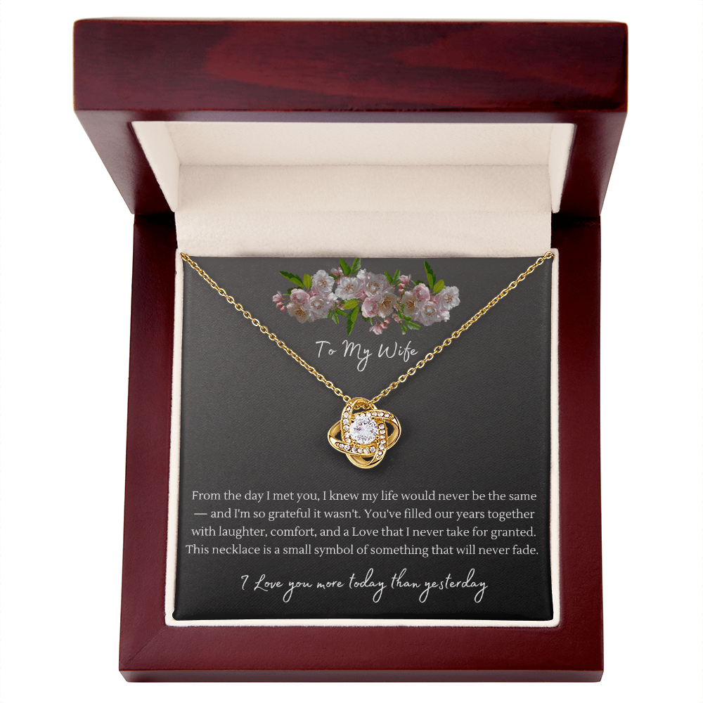 Love Knot Necklace – Anniversary Gift for Wife, Interlocking Pendant Necklace