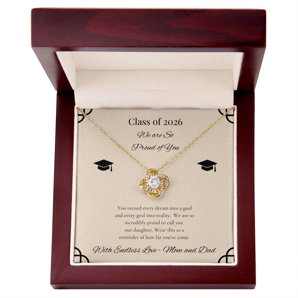 Graduation Love Knot Necklace for Daughter | from Mom and Dad
