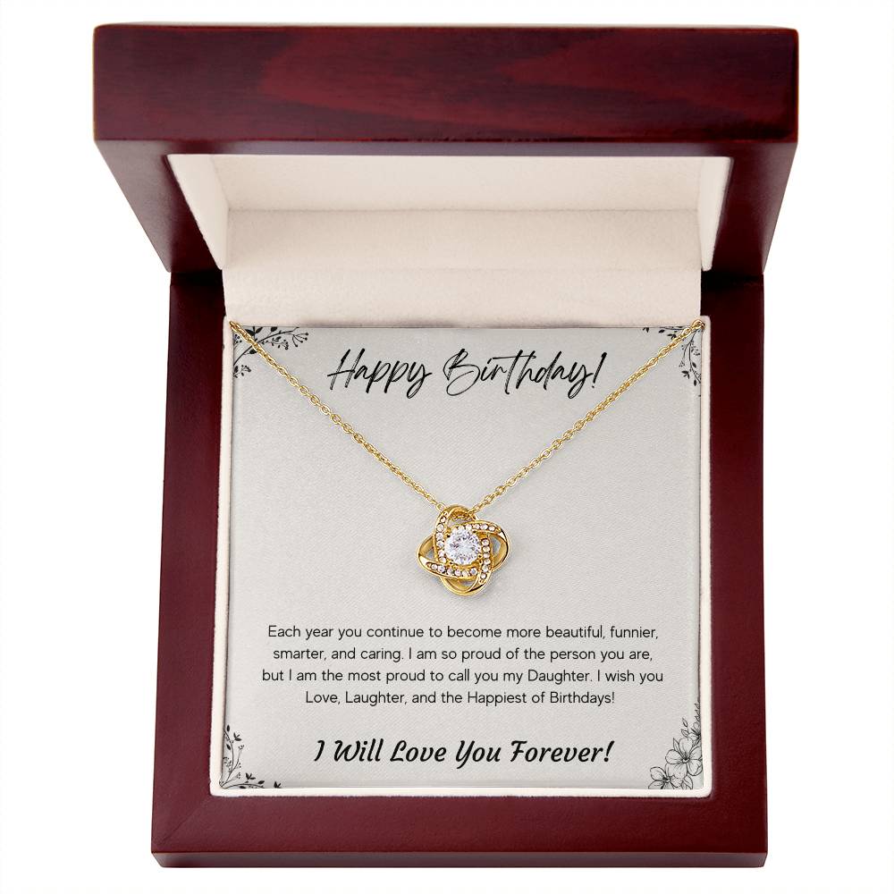 Birthday Gift for Daughter 14k White or 18k Yellow Gold Love Knot Necklace