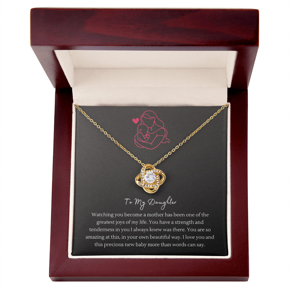 Love Knot Necklace with CZ Stone – "To My Daughter" Necklace for New Moms