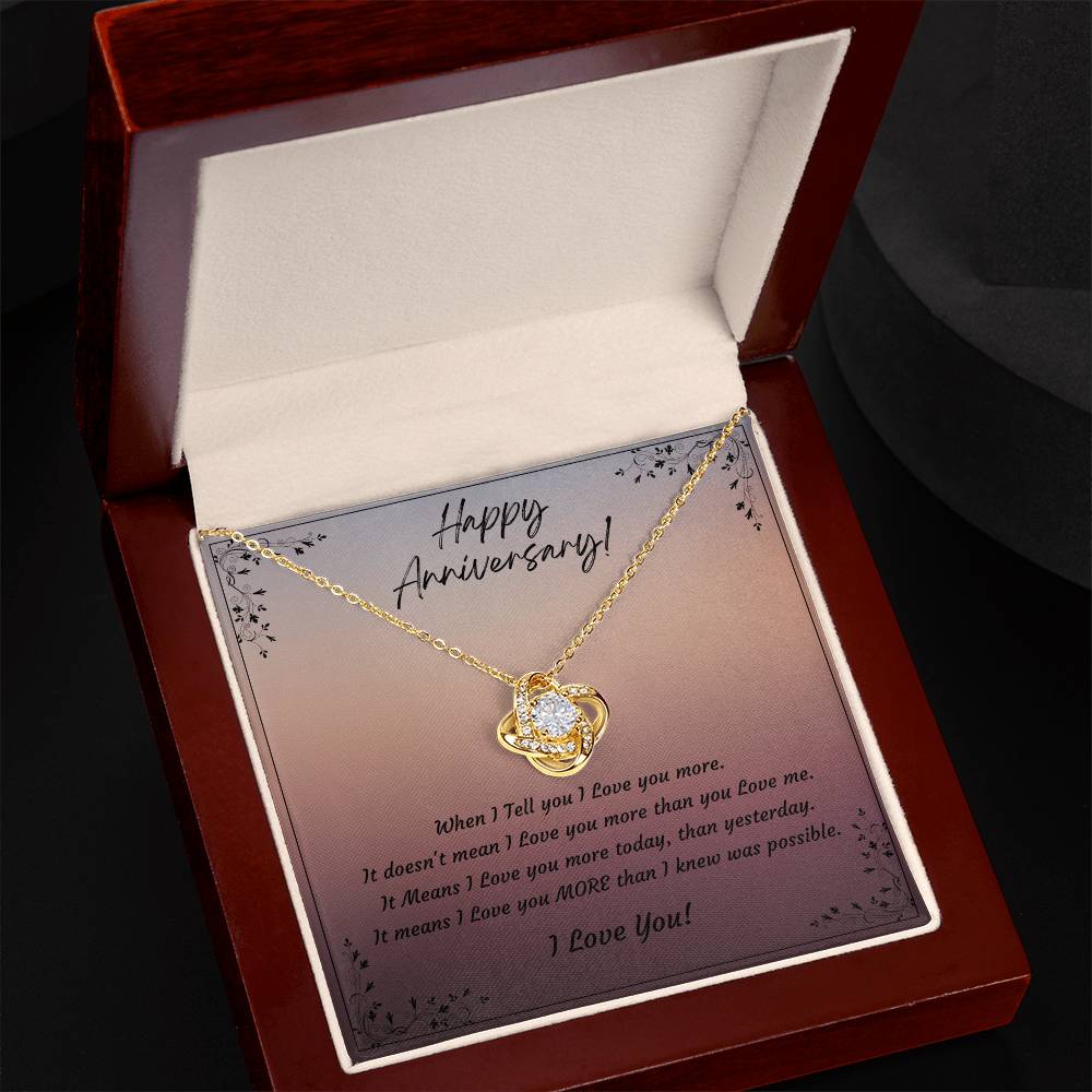 Anniversary Gift for Wife, Girlfriend, 14k White Gold or 18k Yellow Gold Plated Love Knot Necklace