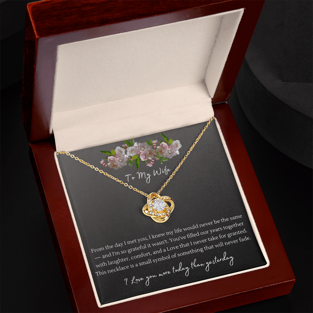 Love Knot Necklace – Anniversary Gift for Wife, Interlocking Pendant Necklace