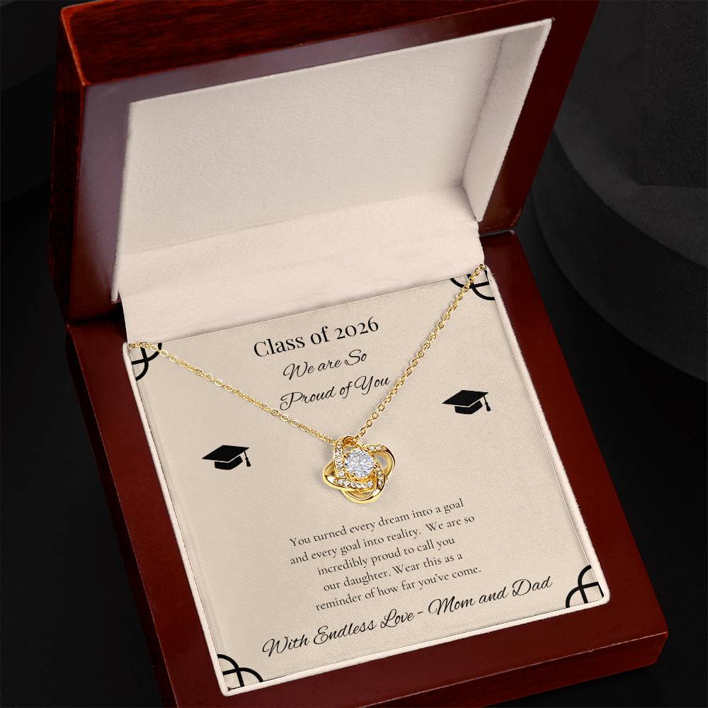 Graduation Love Knot Necklace for Daughter | from Mom and Dad