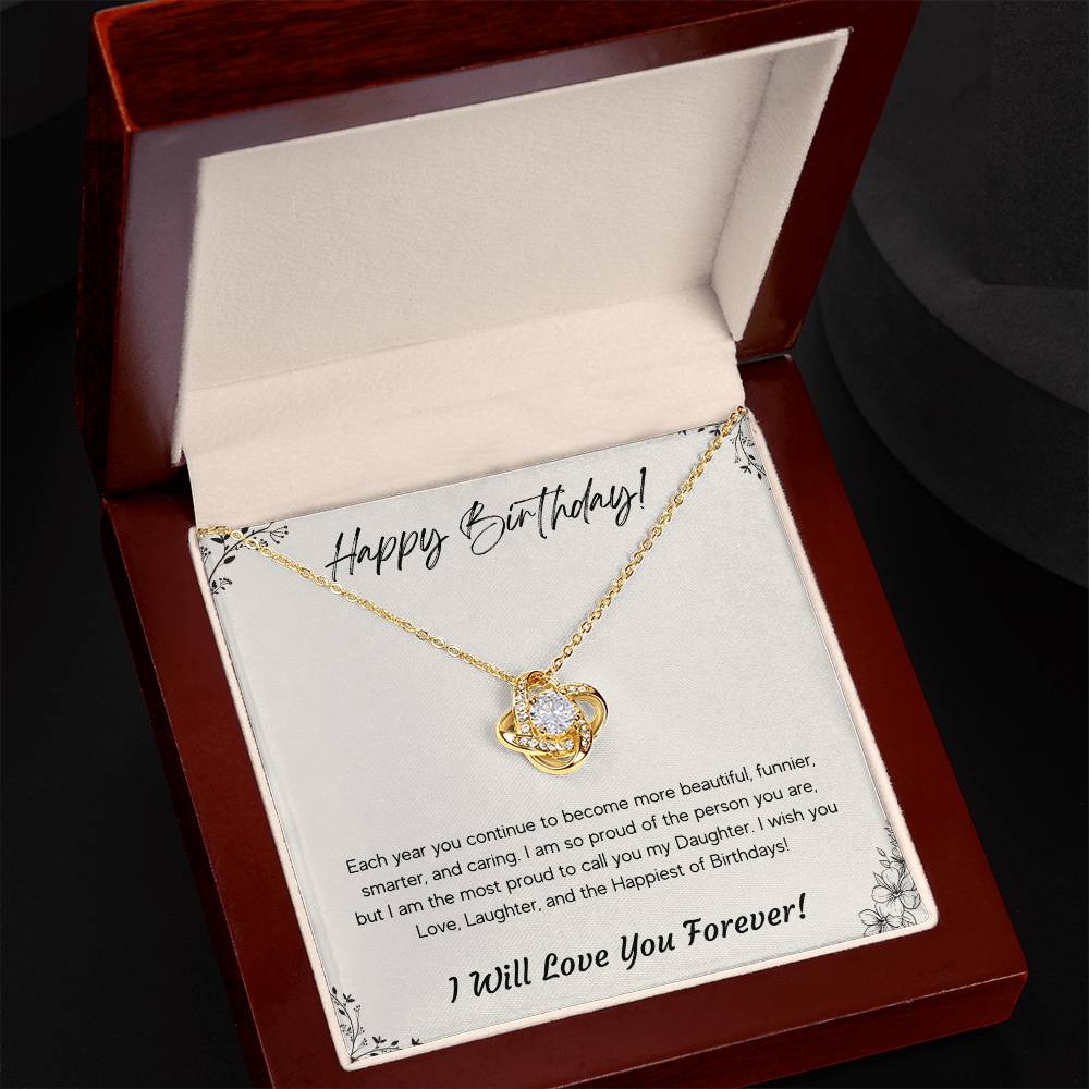 Birthday Gift for Daughter 14k White or 18k Yellow Gold Love Knot Necklace