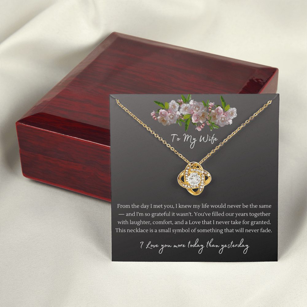 Love Knot Necklace – Anniversary Gift for Wife, Interlocking Pendant Necklace