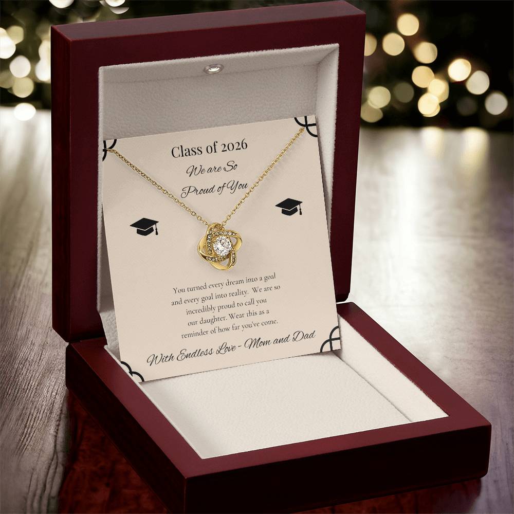 Graduation Love Knot Necklace for Daughter | from Mom and Dad