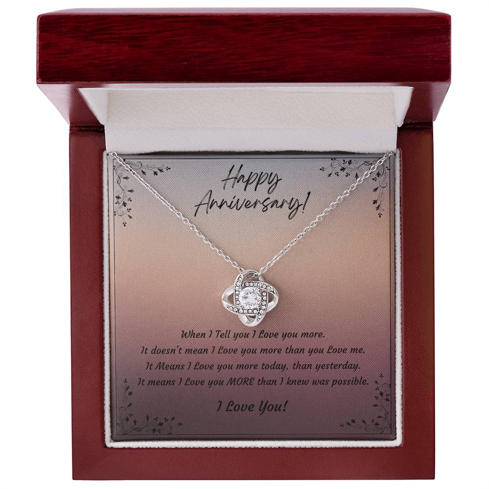 Anniversary Gift for Wife, Girlfriend, 14k White Gold or 18k Yellow Gold Plated Love Knot Necklace