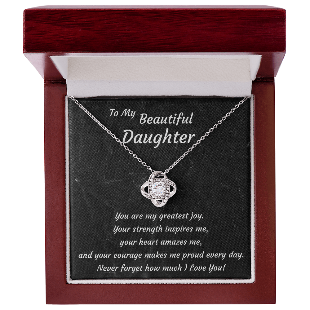 Love Knot Necklace for Daughter Birthday, Graduation – From Mom or Dad