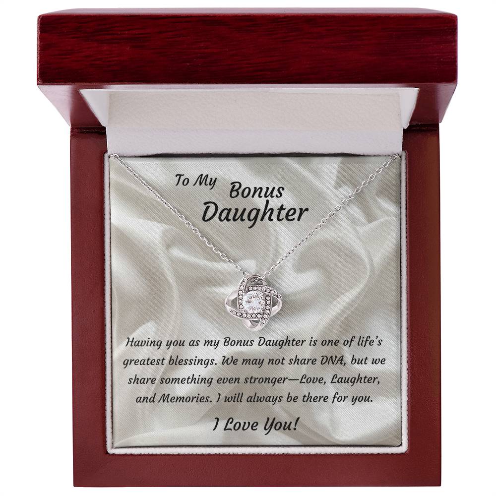 Bonus Daughter 14k White Gold plated Love Knot