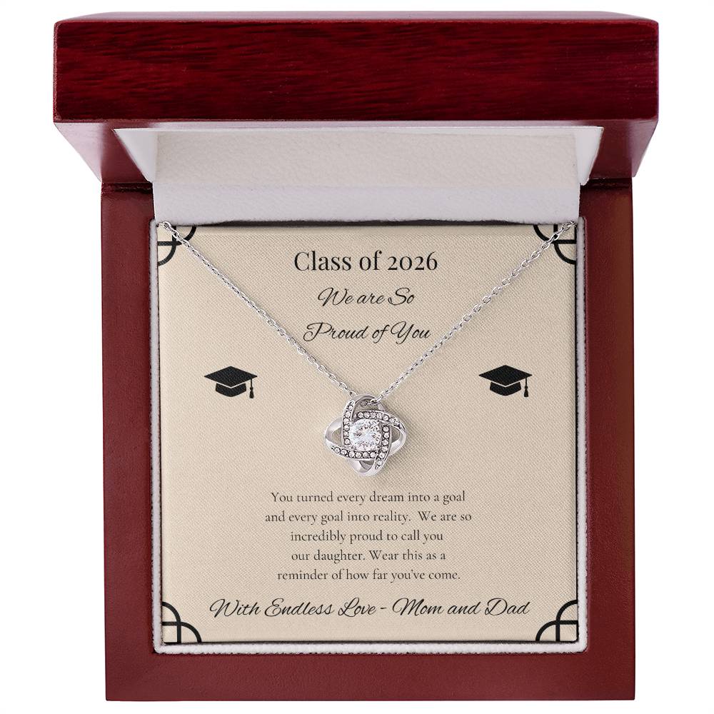 Graduation Love Knot Necklace for Daughter | from Mom and Dad
