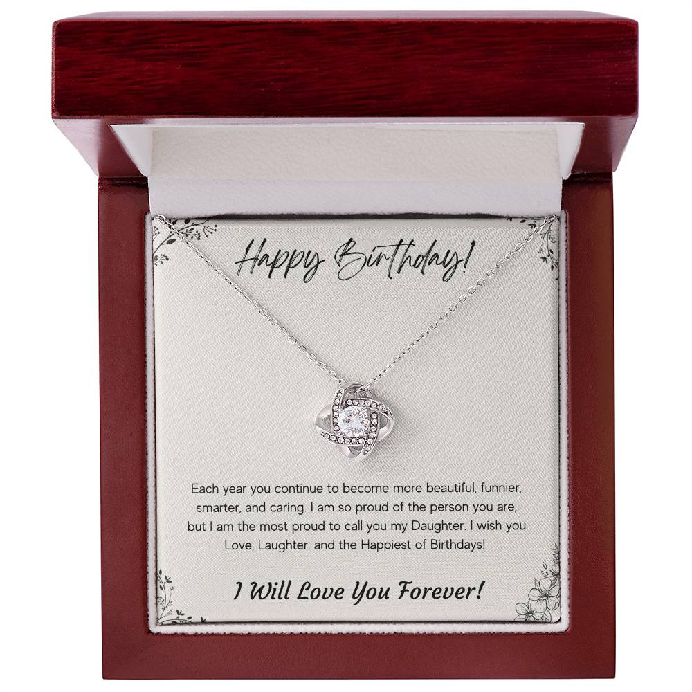 Birthday Gift for Daughter 14k White or 18k Yellow Gold Love Knot Necklace