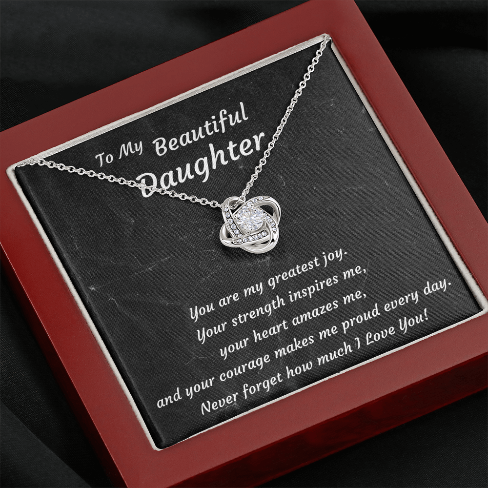 Love Knot Necklace for Daughter – 14K White or 18K Yellow Gold Finish | Birthday, Graduation & Christmas Gift for Women & Teen Girls