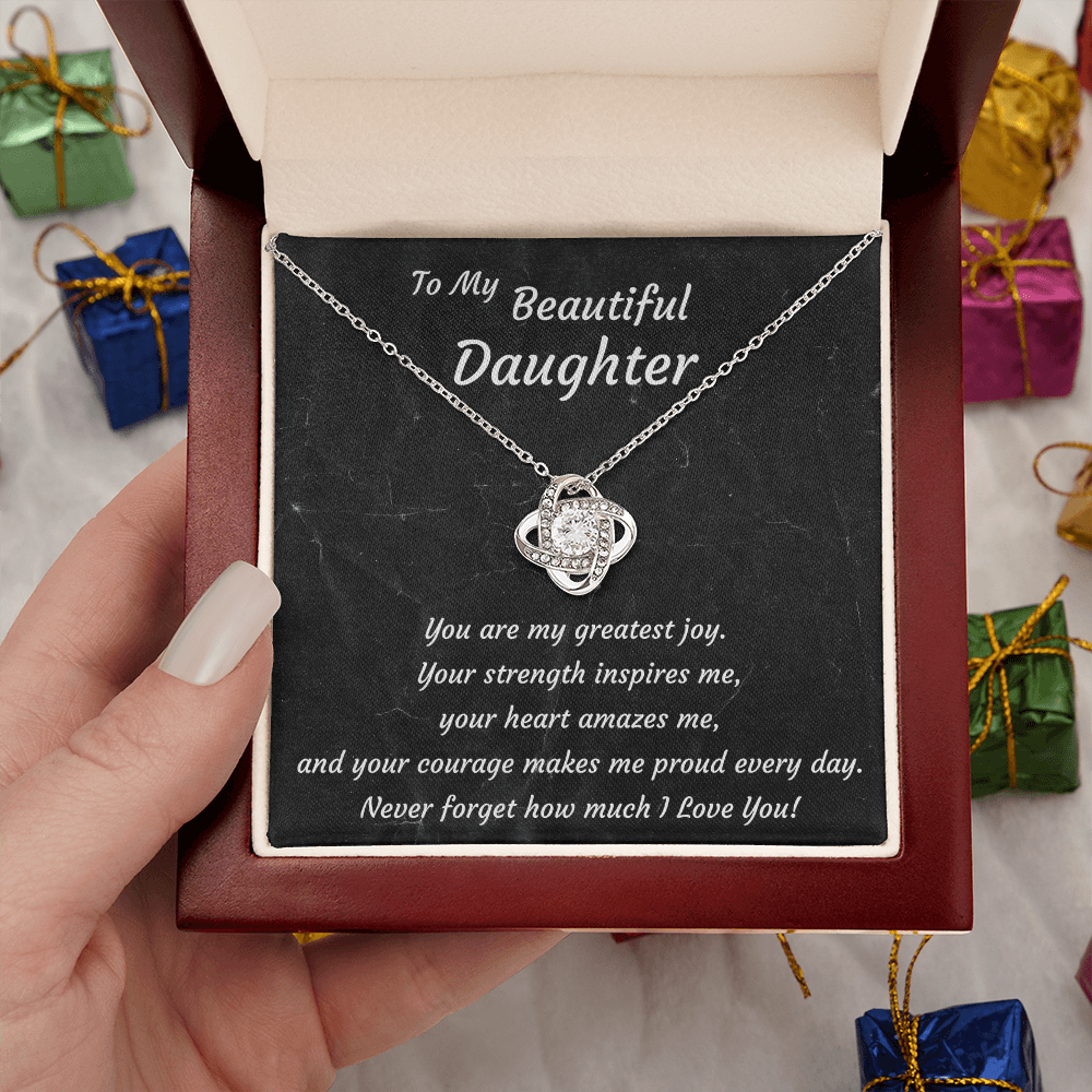 Love Knot Necklace for Daughter Birthday, Graduation – From Mom or Dad
