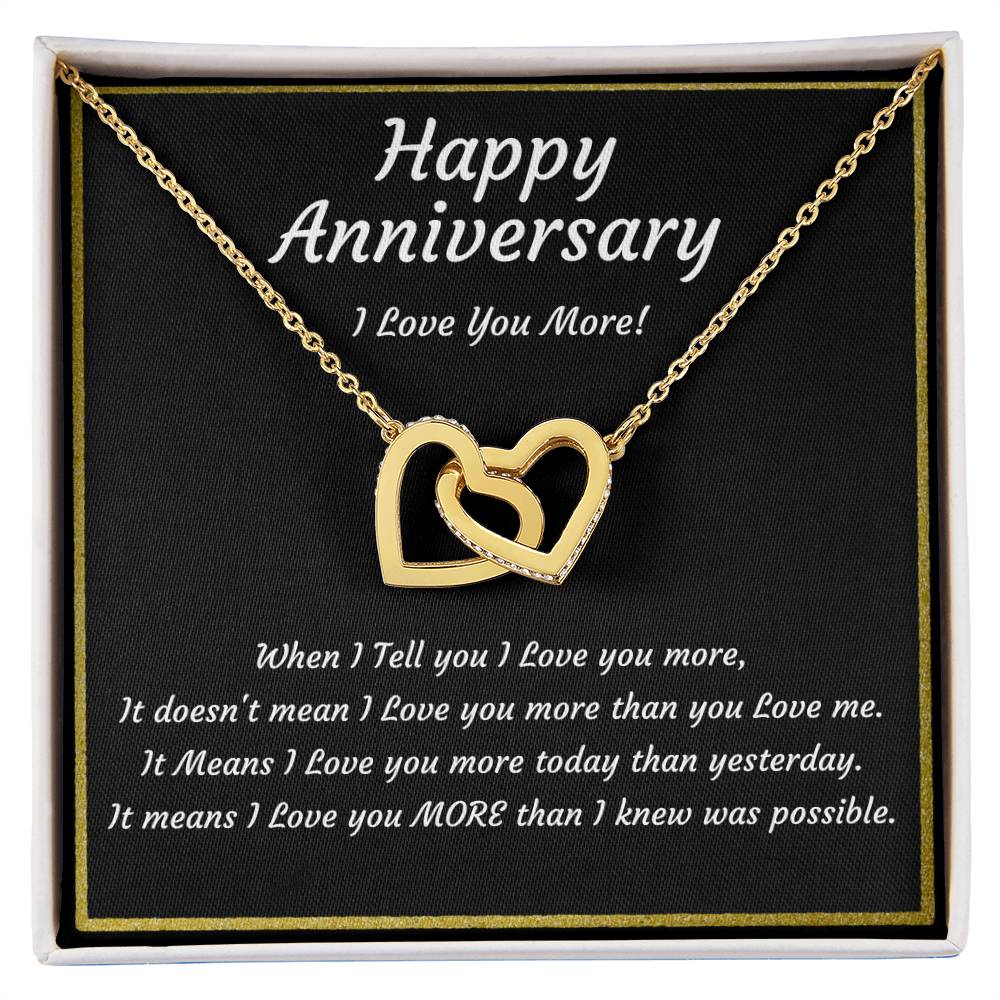 Anniversary Gift for Wife, Girlfriend, Her, Two Hearts Rose Gold or 18k Yellow Gold Finish Necklace