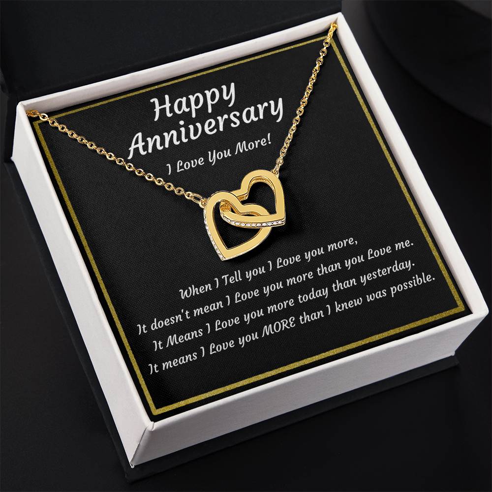 Anniversary Interlocking Hearts Necklace for Wife, Girlfriend