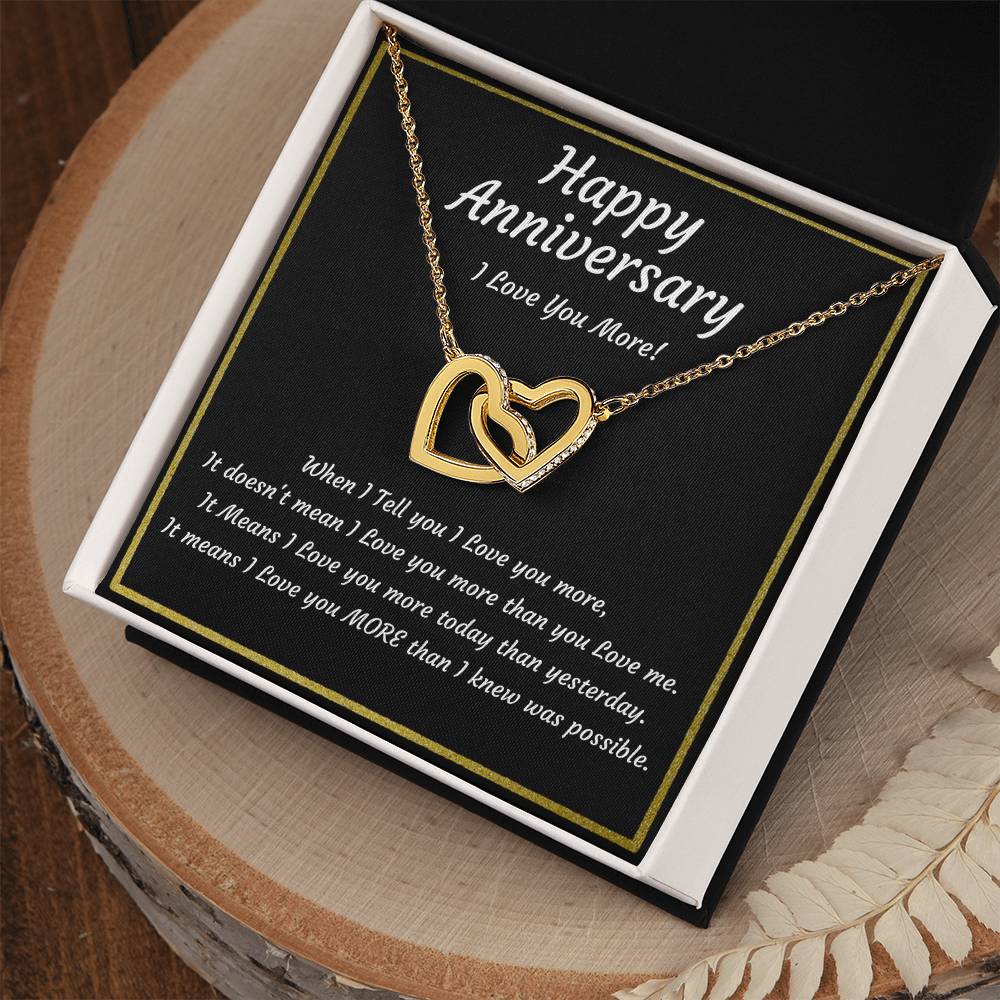 Anniversary Gift for Wife, Girlfriend, Her, Two Hearts Rose Gold or 18k Yellow Gold Finish Necklace