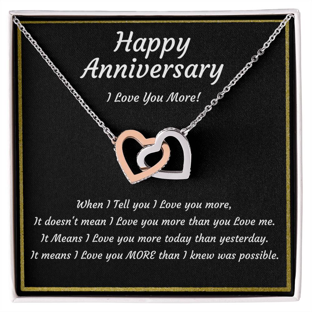 Anniversary Gift for Wife, Girlfriend, Her, Two Hearts Rose Gold or 18k Yellow Gold Finish Necklace