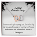 Interlocking Hearts Necklace – Anniversary Gift for Wife, Two-Tone Heart Pendant
