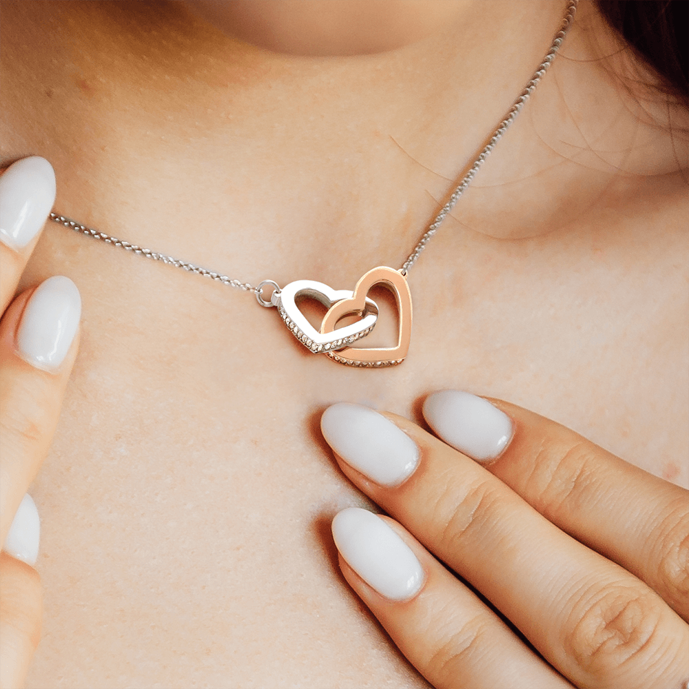 Interlocking Hearts Necklace – Anniversary Gift for Wife, Two-Tone Heart Pendant