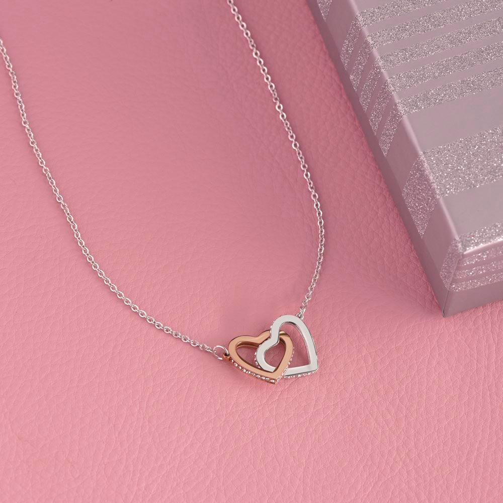 Interlocking Hearts Necklace – Anniversary Gift for Wife, Two-Tone Heart Pendant