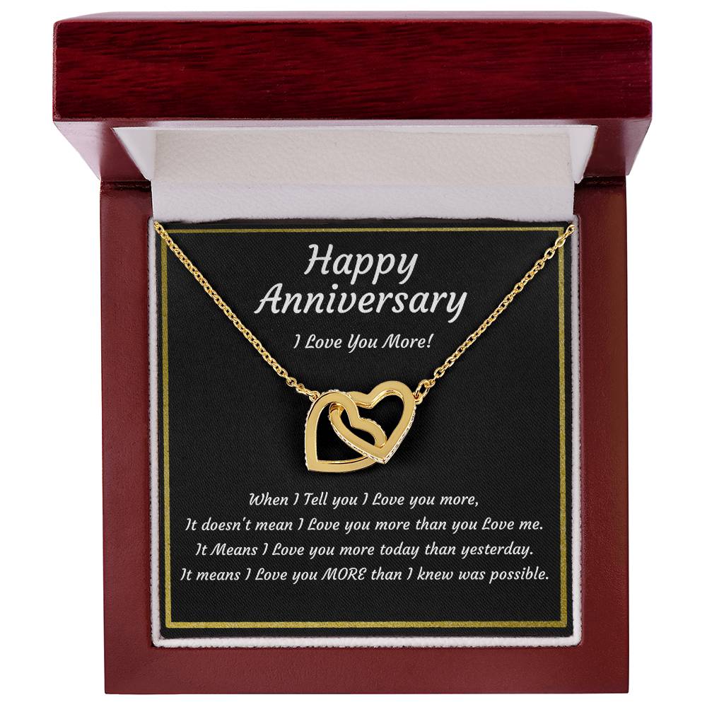 Anniversary Gift for Wife, Girlfriend, Her, Two Hearts Rose Gold or 18k Yellow Gold Finish Necklace