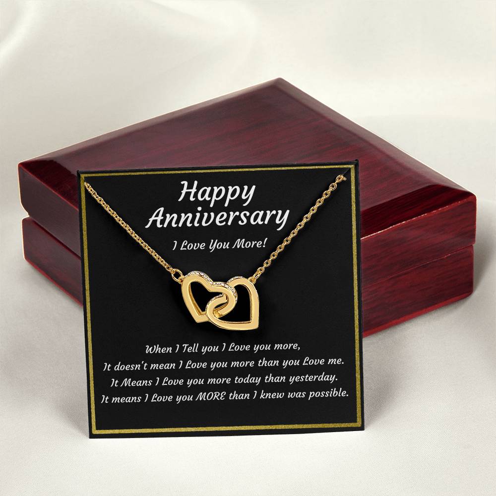 Anniversary Interlocking Hearts Necklace for Wife, Girlfriend
