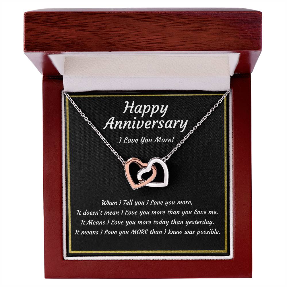 Anniversary Interlocking Hearts Necklace for Wife, Girlfriend