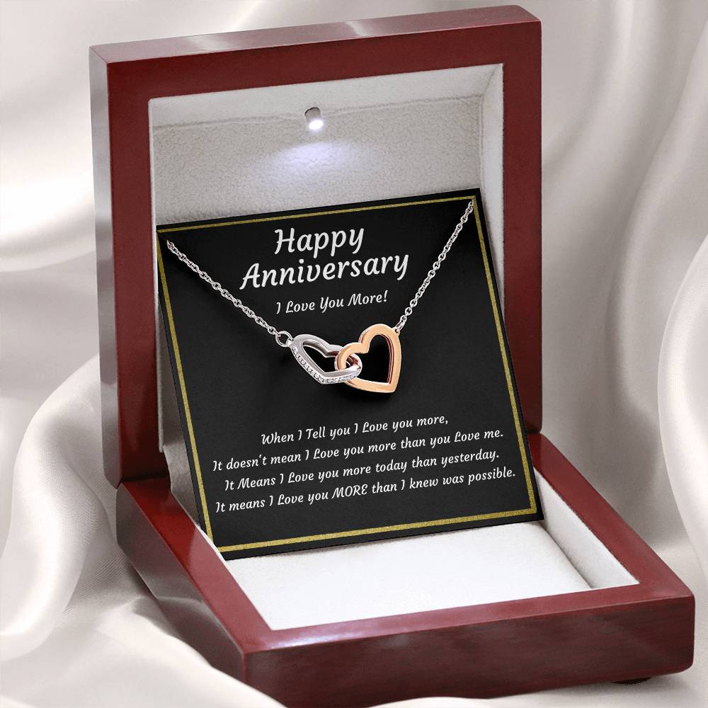 Anniversary Gift for Wife, Girlfriend, Her, Two Hearts Rose Gold or 18k Yellow Gold Finish Necklace