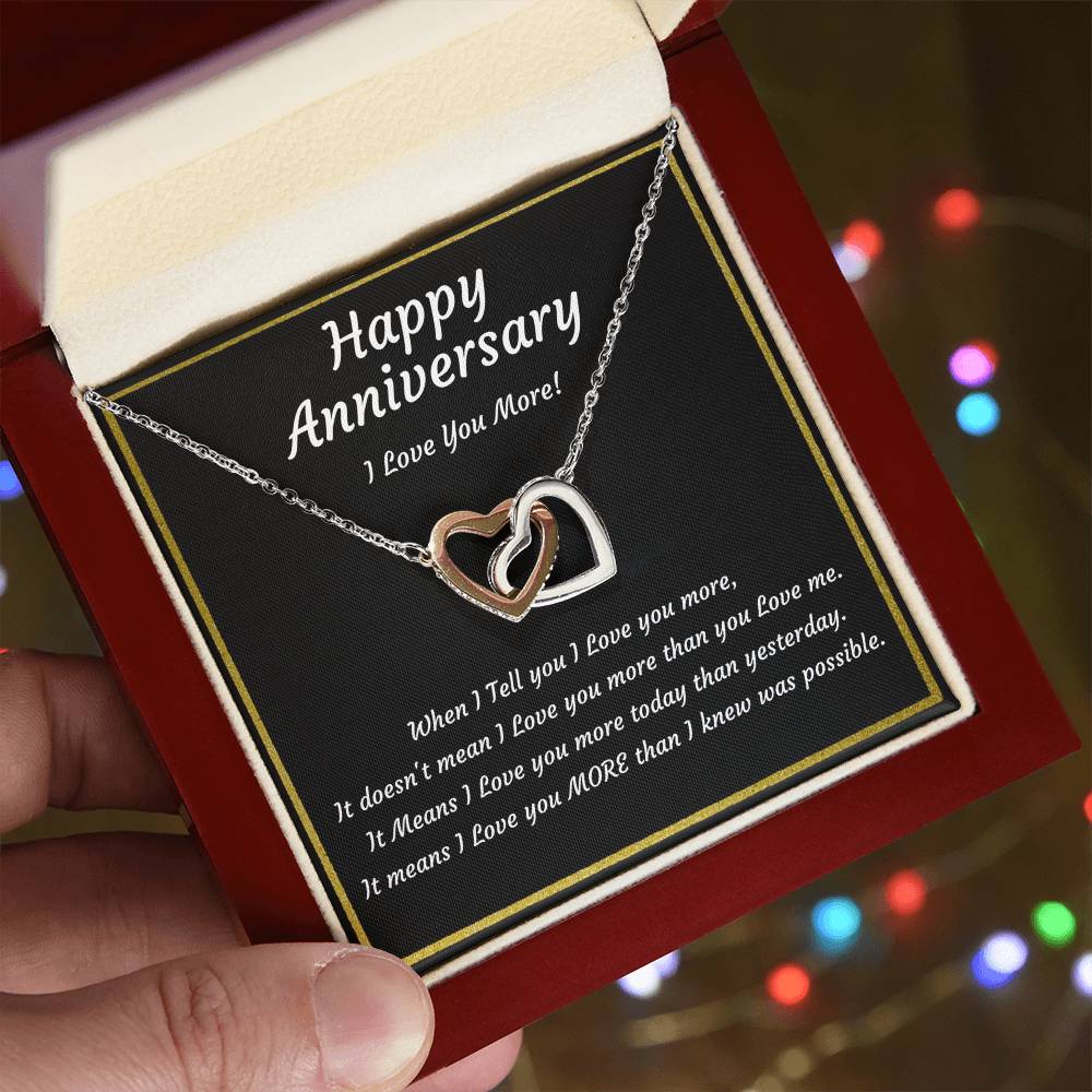 Anniversary Gift for Wife, Girlfriend, Her, Two Hearts Rose Gold or 18k Yellow Gold Finish Necklace