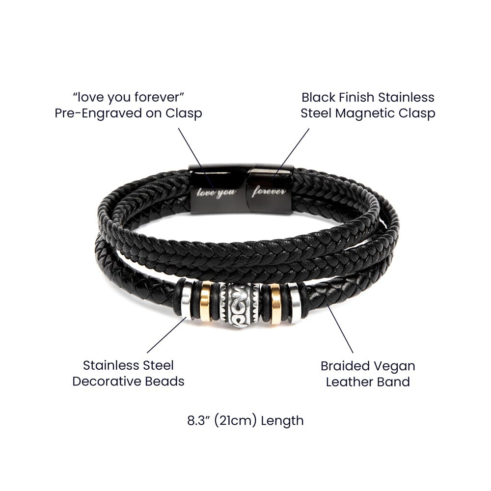 Leather Bracelet for Dad | Strength & Unconditional Love Father's Day Gift