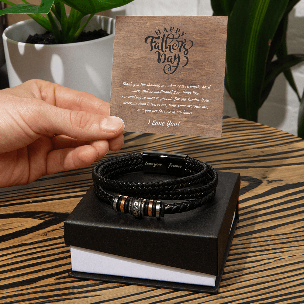Leather Bracelet for Dad | Strength & Unconditional Love Father's Day Gift