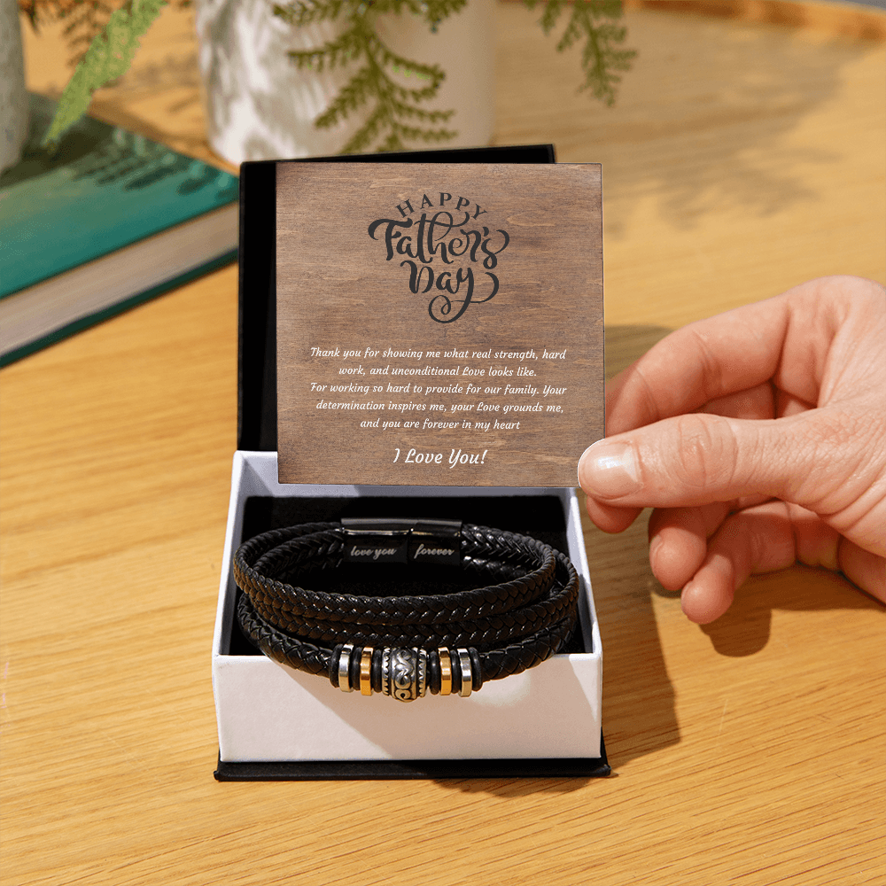 Leather Bracelet for Dad | Strength & Unconditional Love Father's Day Gift