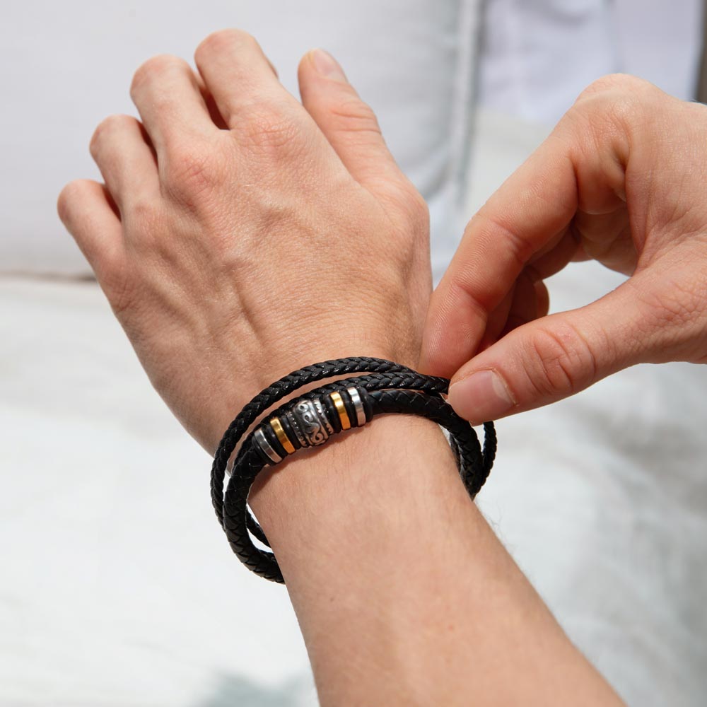 Leather Bracelet for Dad | Strength & Unconditional Love Father's Day Gift