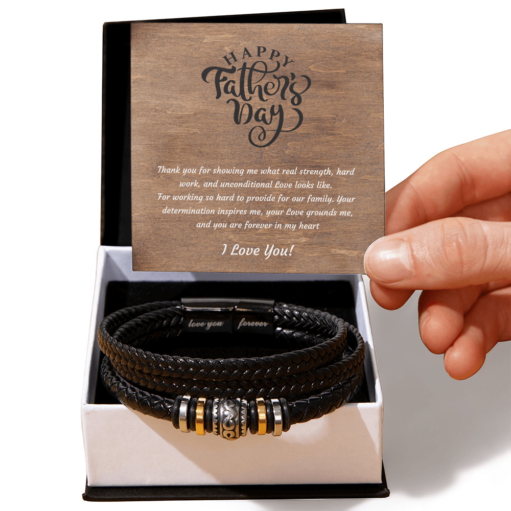 Leather Bracelet for Dad | Strength & Unconditional Love Father's Day Gift
