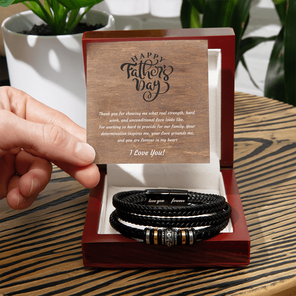 Leather Bracelet for Dad | Strength & Unconditional Love Father's Day Gift