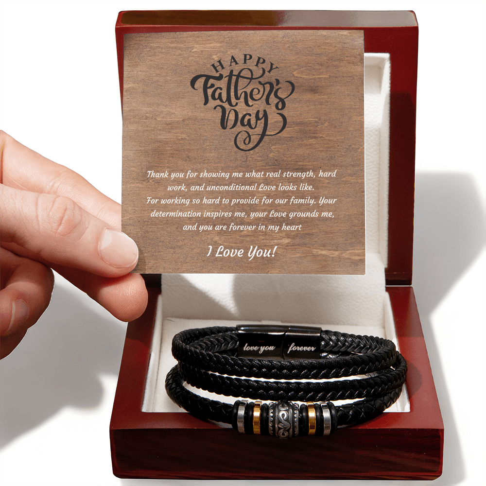 Leather Bracelet for Dad | Strength & Unconditional Love Father's Day Gift