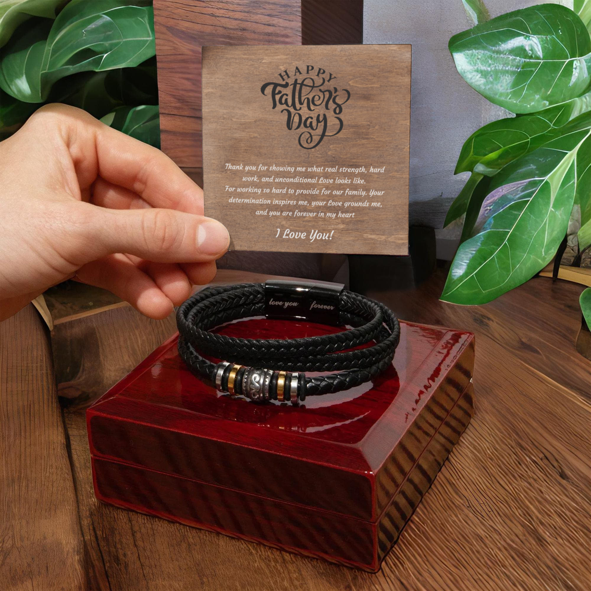 Leather Bracelet for Dad | Strength & Unconditional Love Father's Day Gift
