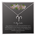 Zodiac Necklace for Sister — Birthday Gift with Message Card, Stainless Steel or 18k Gold