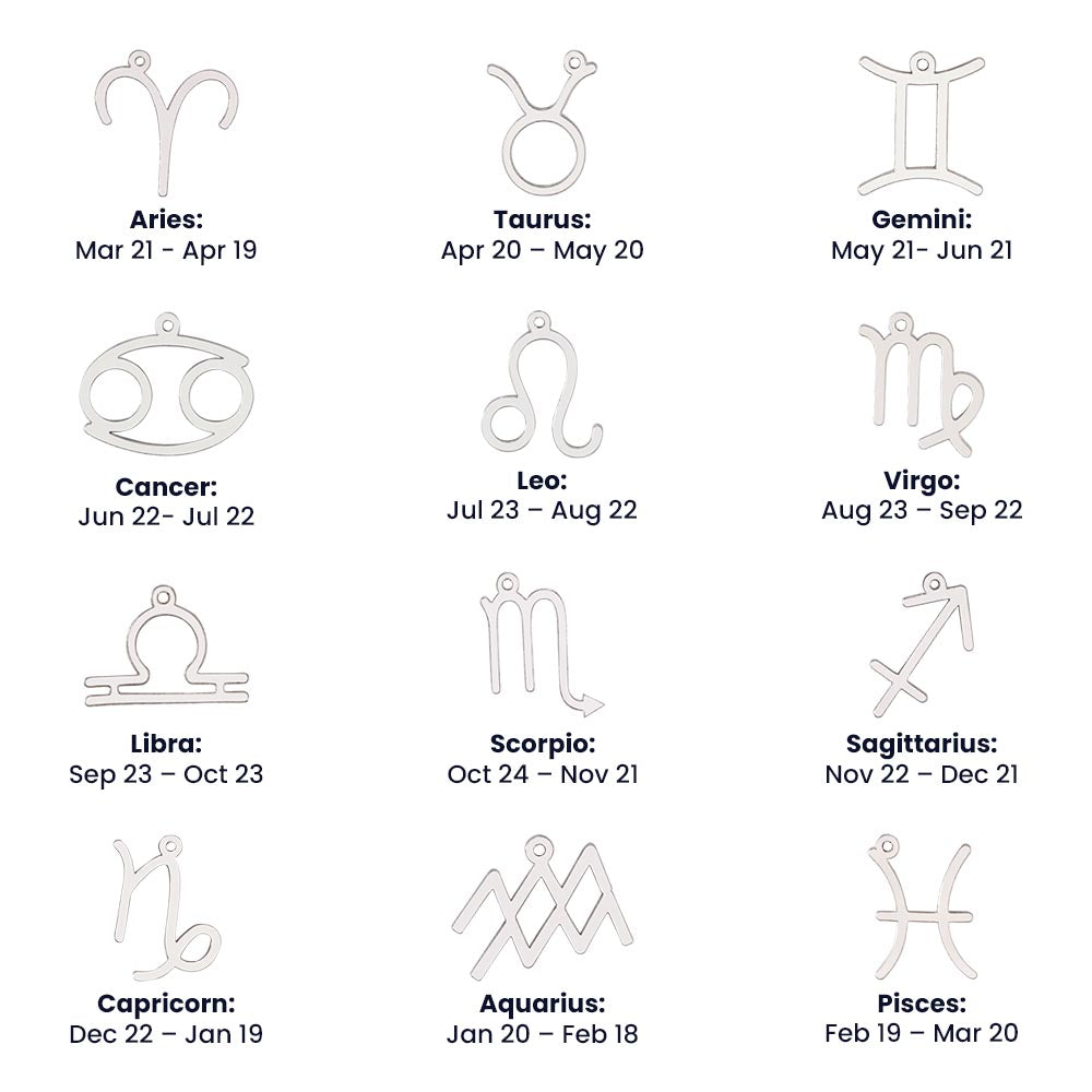 Zodiac Necklace for Sister — Birthday Gift with Message Card, Stainless Steel or 18k Gold