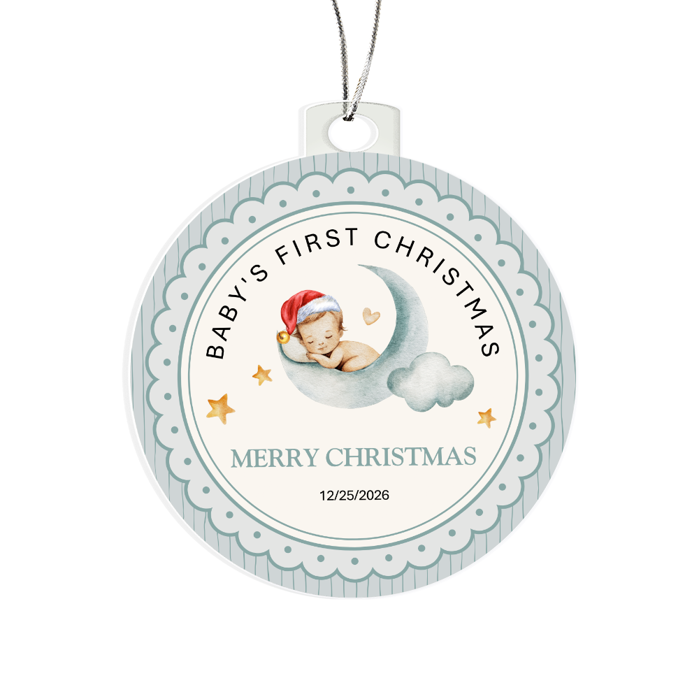 Baby's First Christmas Ornament — Acrylic Keepsake with Date | Newborn Gift