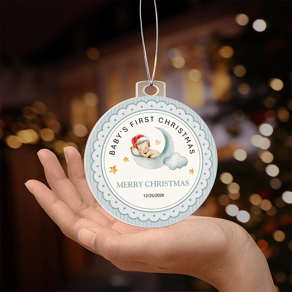 Baby's First Christmas Ornament — Acrylic Keepsake with Date | Newborn Gift
