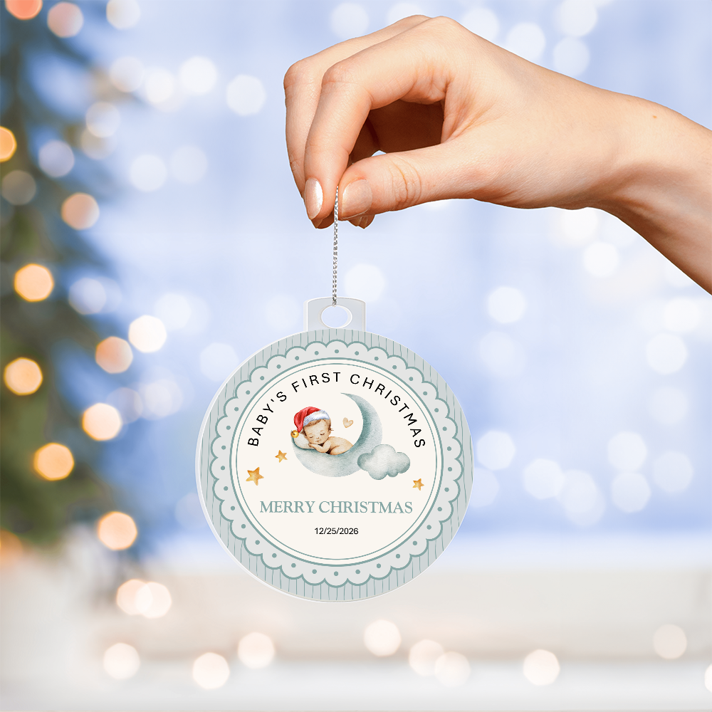 Baby's First Christmas Ornament — Acrylic Keepsake with Date | Newborn Gift