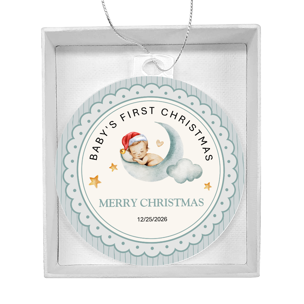 Baby's First Christmas Ornament — Acrylic Keepsake with Date | Newborn Gift