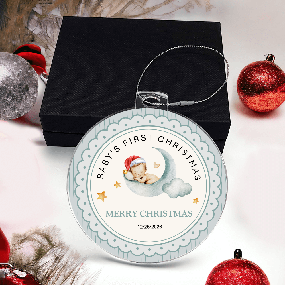 Baby's First Christmas Ornament — Acrylic Keepsake with Date | Newborn Gift